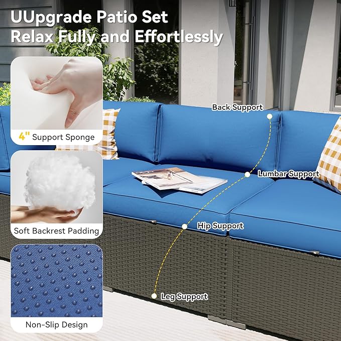 Aoxun Patio Furniture Set with Fire Pit Table, 12 Piece Outdoor Sectional Sofas