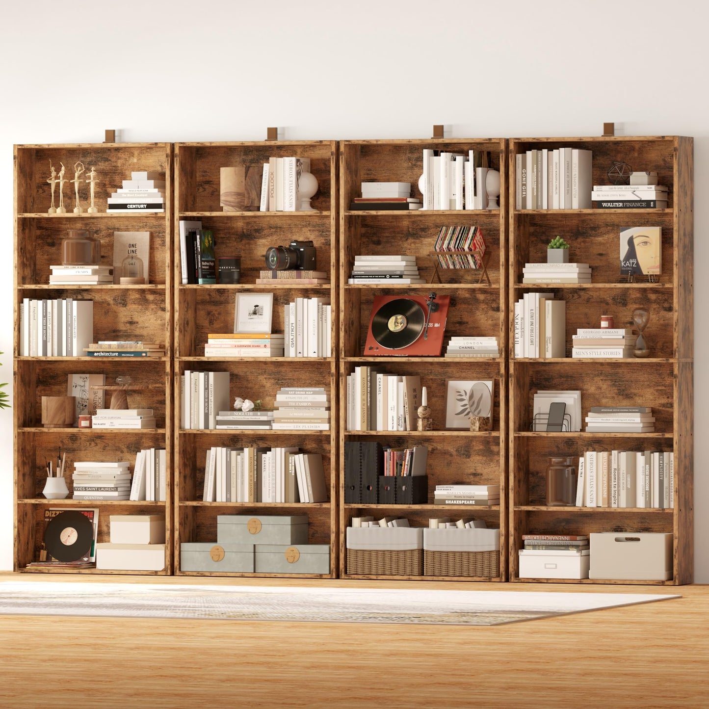 IRONCK Bookshelves and Bookcases Set of 2 Floor Standing 6 Tiers Display Storage Shelves 70 in Tall Bookcase Home Decor Furniture for Home Office, Living Room, Bed Room
