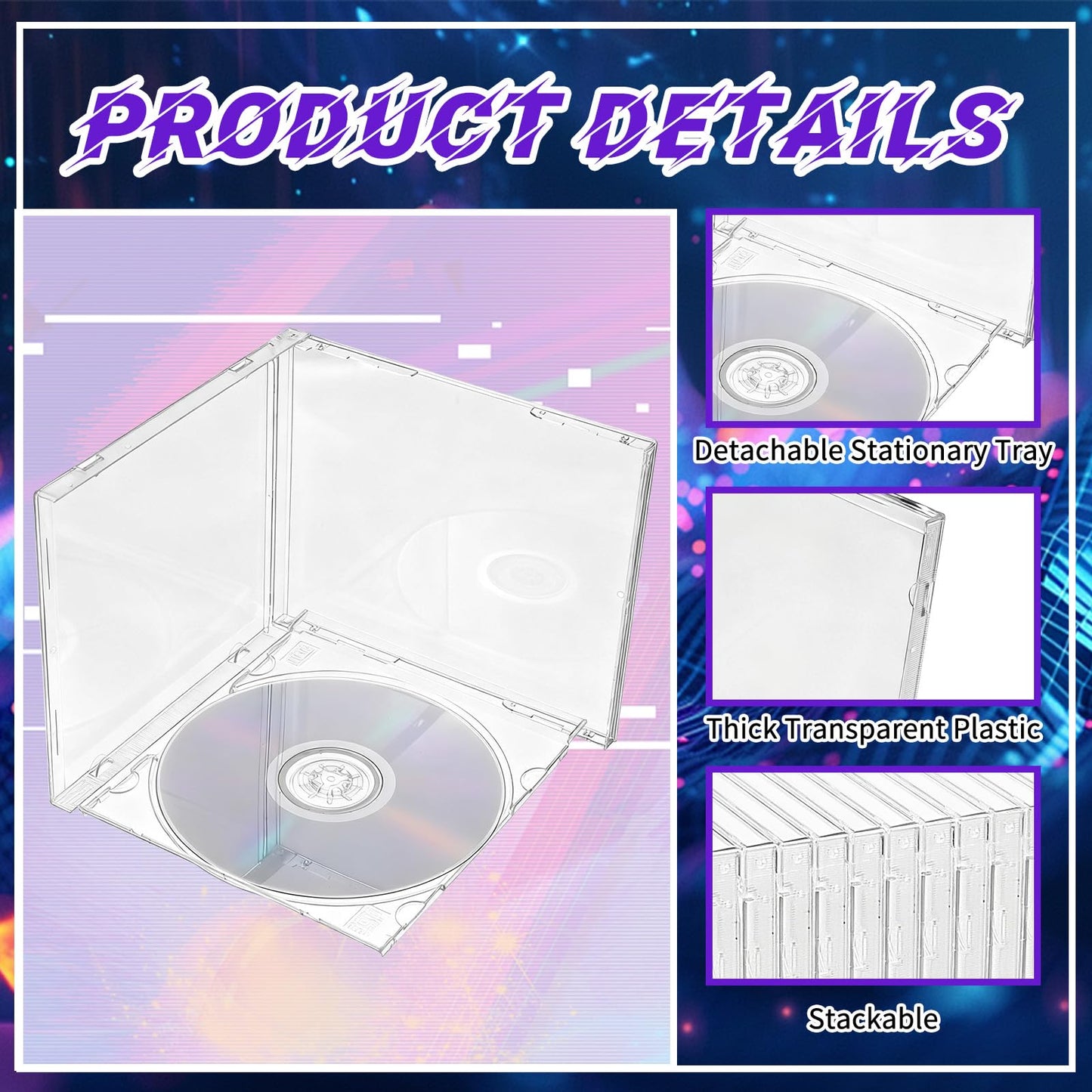 Oqqlin 25 Pcs 10.4 mm CD Jewel Cases, Clear Plastic Single DVD Disc Case 5.6 x 4.8 Inch Standard CD DVD Protection Cover