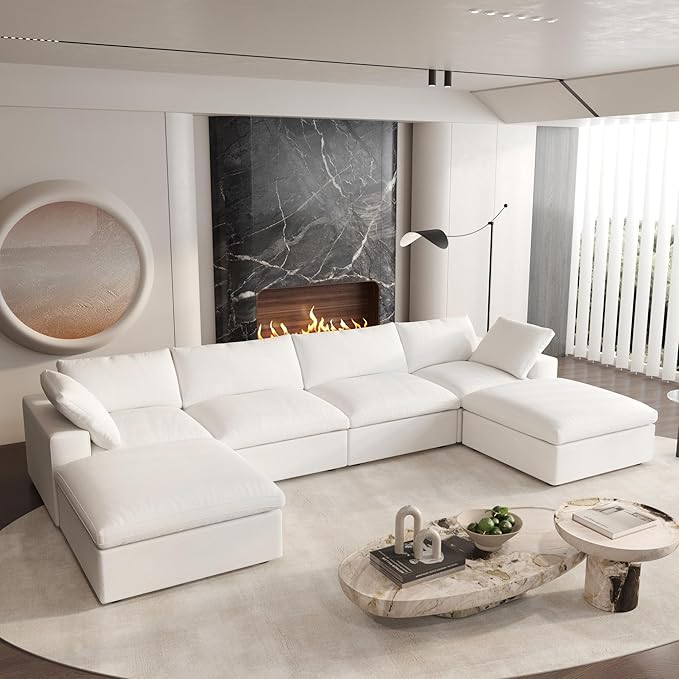 Cloud Modular Sectional Sofa Couch, Oversized U Shaped Couch 6 Seater