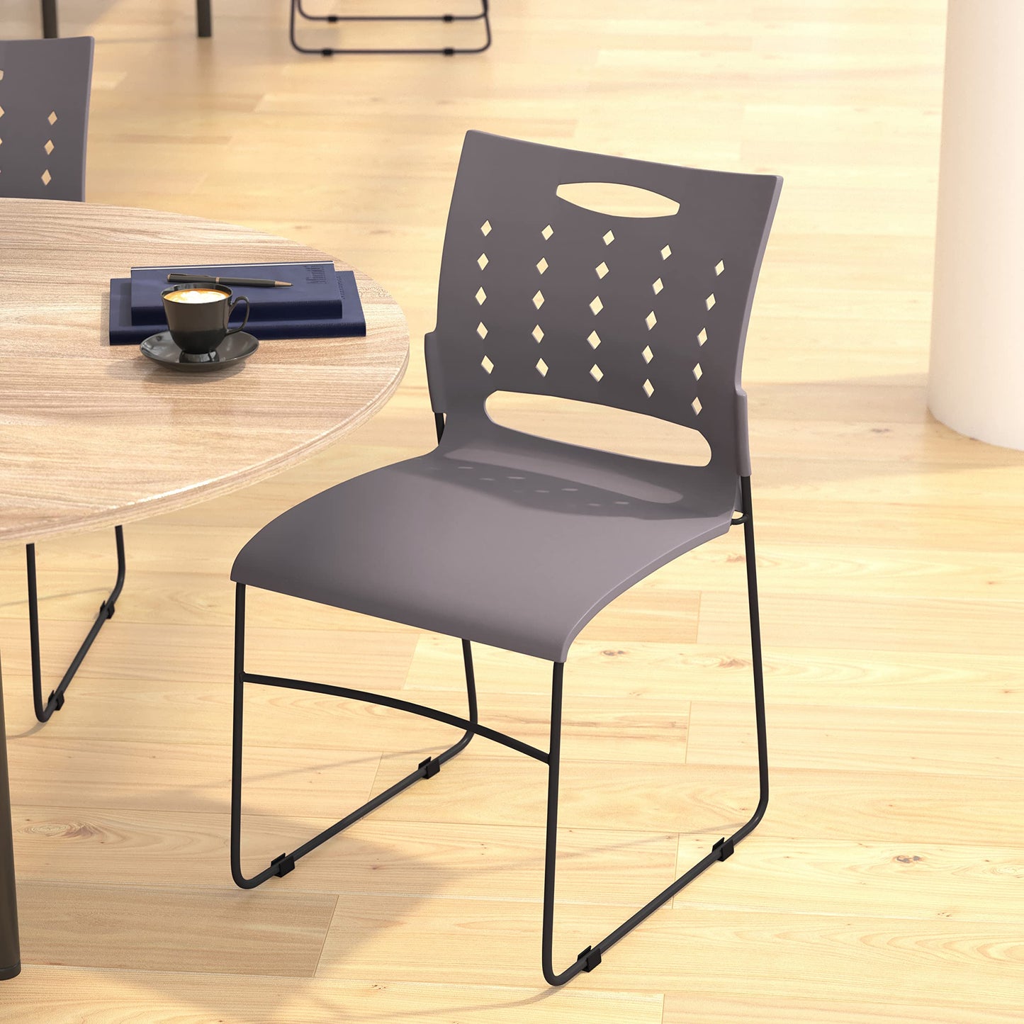 Flash Furniture HERCULES Series 881 lb. Capacity Gray Sled Base Stack Chairs with Air-Vent Back, Set of 5