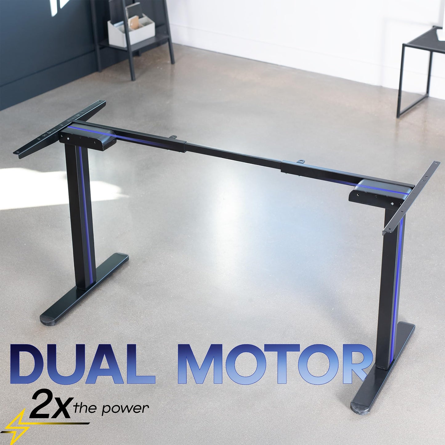 VIVO Electric Dual Motor Standing Desk Frame for 41 to 81 inch Table Tops, Frame Only, Ergonomic Standing Height Adjustable Base with Push Button Memory Controller, Black, DESK-V122EB
