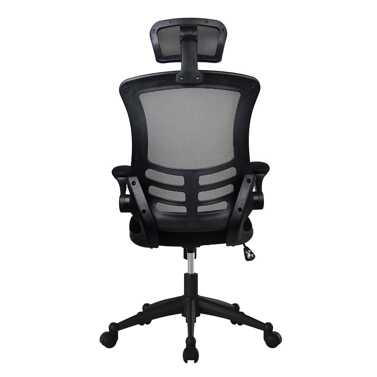 Techni Mobili Modern Ergonomic High-Back Office Chair, Executive Mesh Home Office Chair with Adjustable Headrest & Flip Up Arms, Black , 49.5" x 26.37" x 26.37"