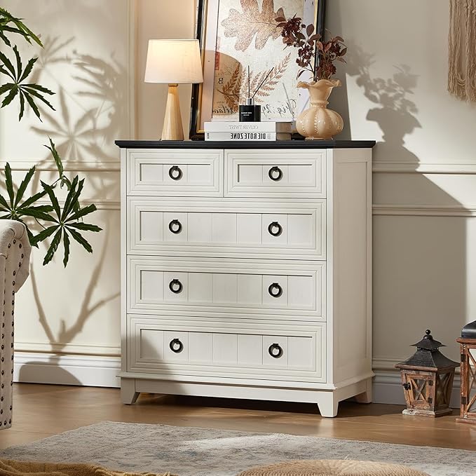 Joaxswe Farmhouse 5 Drawer Dresser
