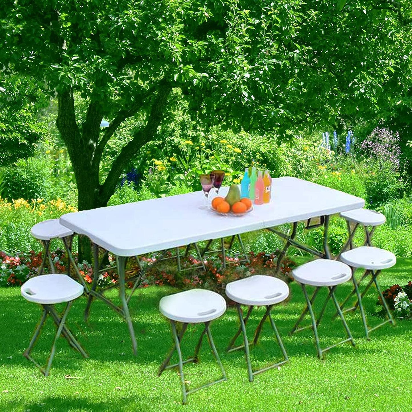 HiEthan 6FT Fold in Half Folding Table, 330Lbs Heavy Duty Portable Plastic Table with Built-in Handle, Indoor Outdoor Utility Desk for Picnic Party Camping(6ft)
