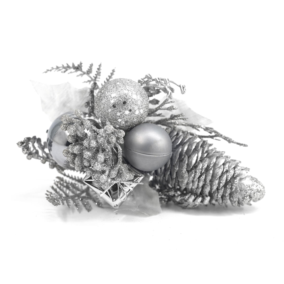 Riverbyland Artificial Plants 8" Christmas Tree Picks Silver Floral Spray Decorations 3 PCS