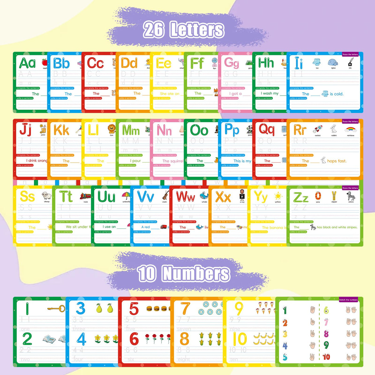 Edumix ABC Handwriting Drawing Practice Cards,Alphabet & Number Dry Erase Board for Kids,Phonics Sight Word Flash Card,Letter Practice for Kindergarten,Perfect for Preschool, Homeschool & Kindergarten