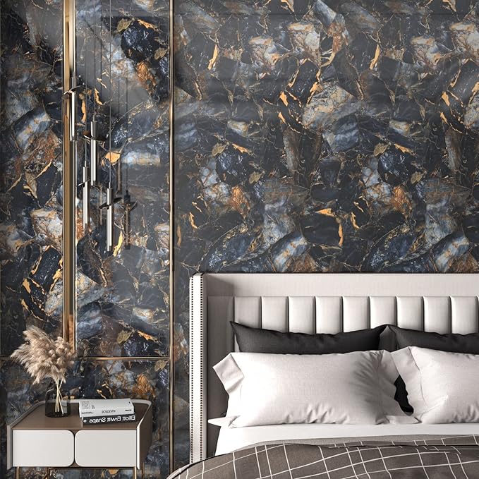 Marble Black/Purple Contact Paper Peel and Stick Countertops Gold Wallpaper