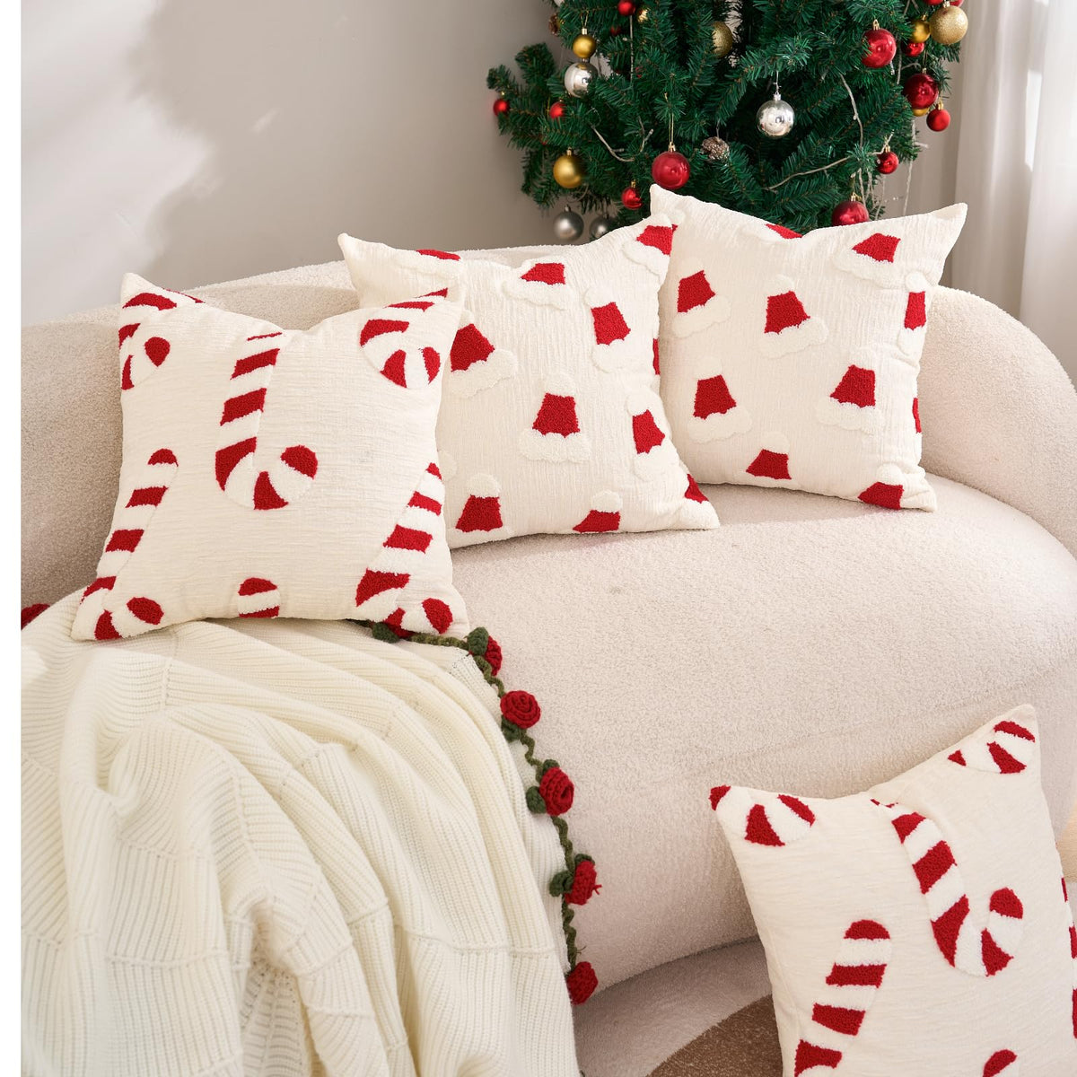 Avigers Throw Pillow Covers, Red White Gold Velvet Cover, 18 x 18 Inch