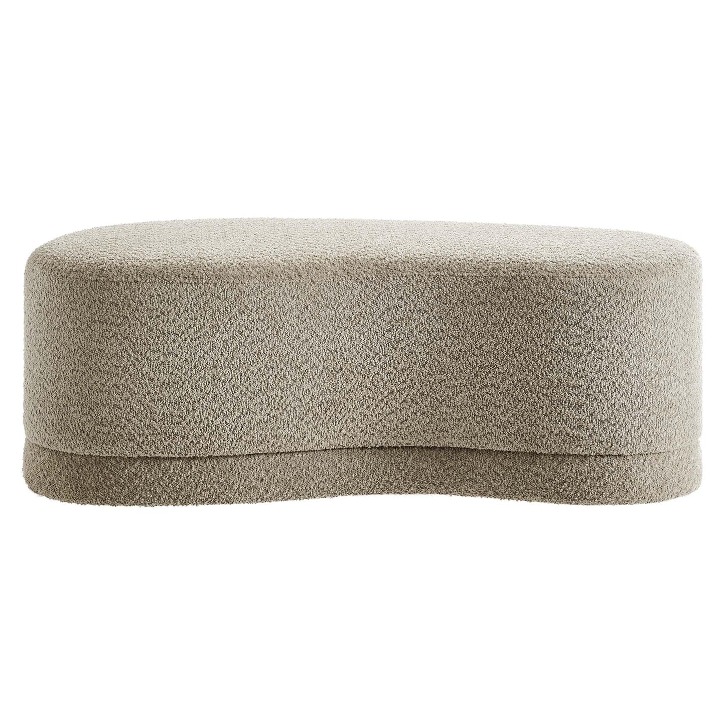 Modway Nimbus 48 Inch Curved Ottoman Bench in Oat - Soft Fabric Chenille Ottoman - Versatile Bedroom Bench - Bouclé Footstool - Upholstered Coffee Table - Bedroom and Living Room Furniture