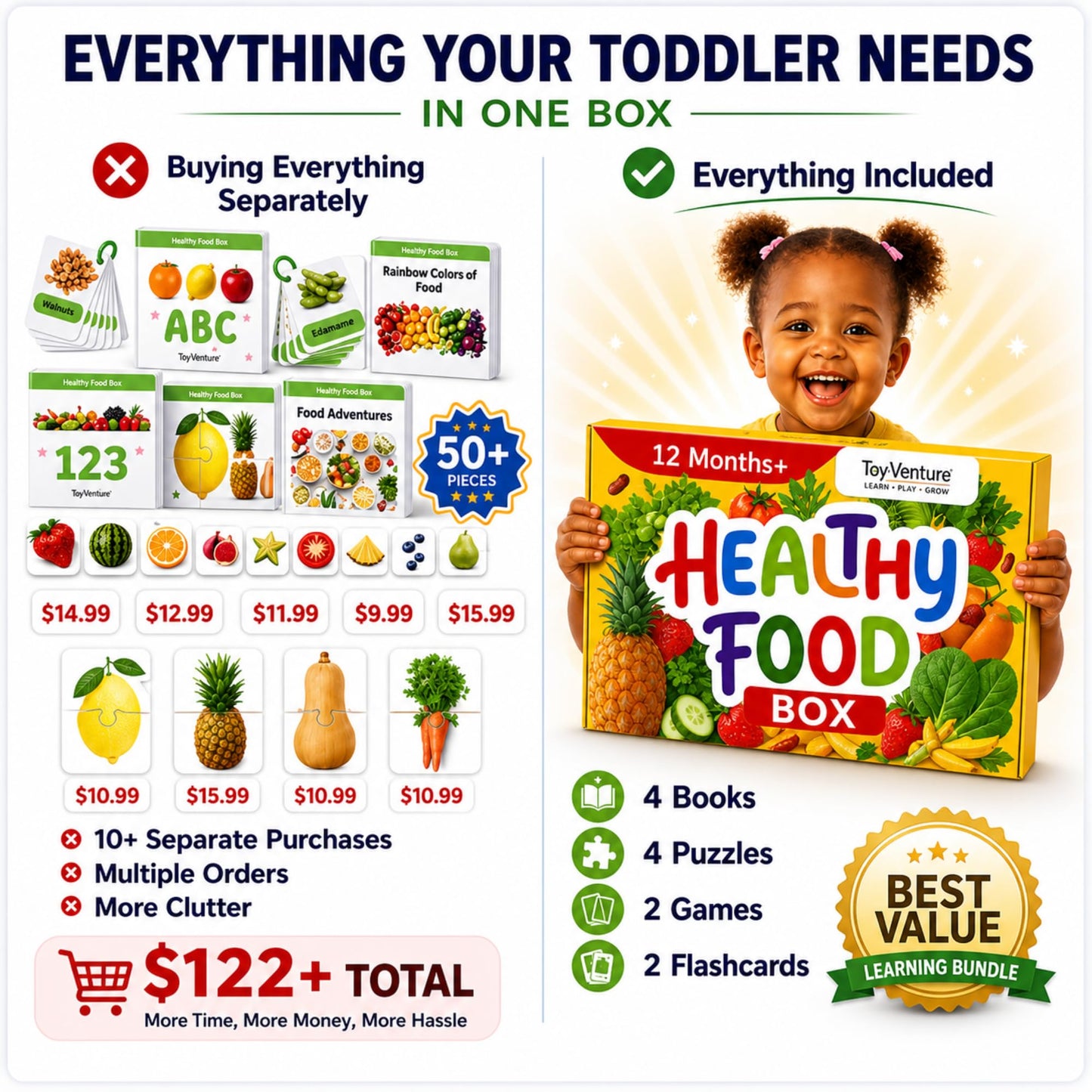 TOYVENTIVE Preschool Activity Set for Boys – Educational Toddler Toys with Flashcards, Matching Games and Montessori Activity Cards for Visual Recognition and Play-Based Exploration – Ages 1