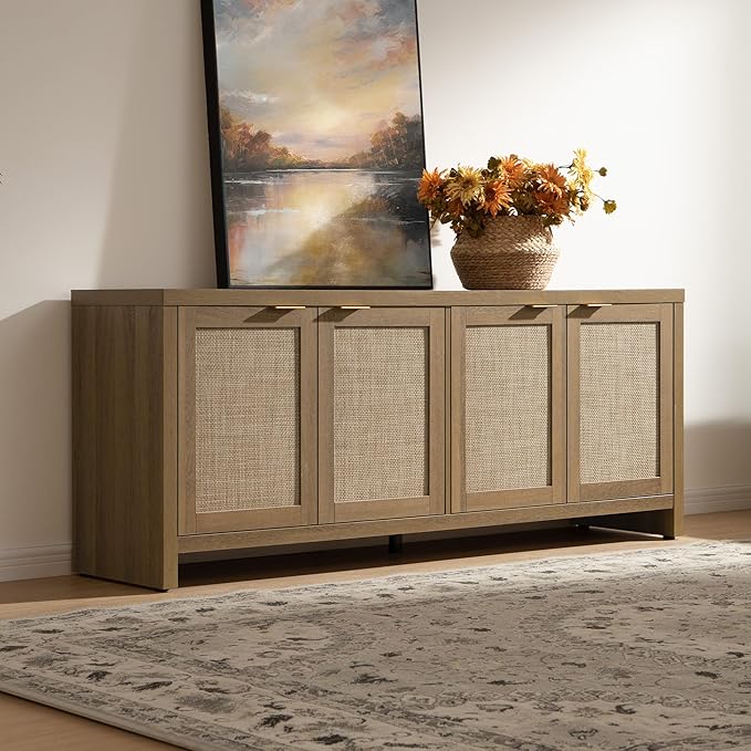 SICOTAS TV Stand for Living Room Boho Entertainment Center for Bedroom