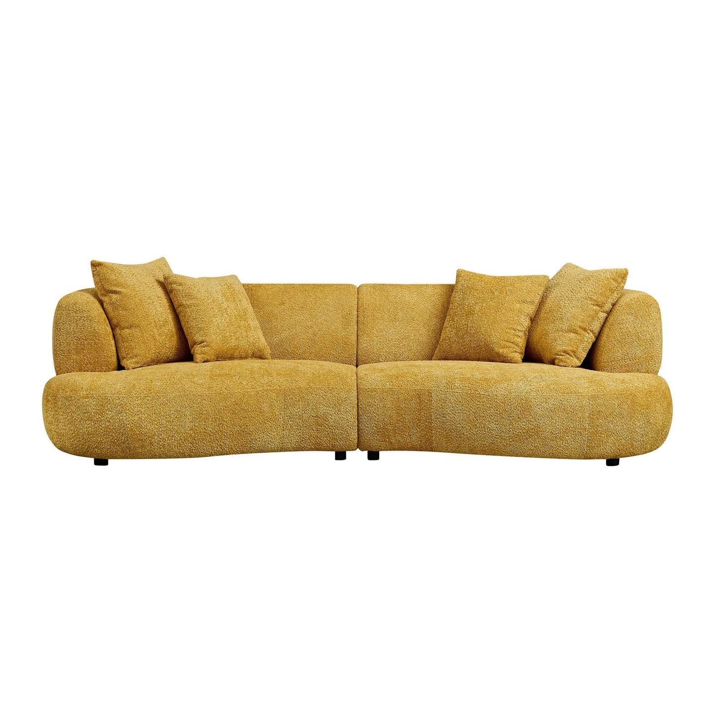 BBTJOINT Modern Curved Bubble Sofa, Mustard Yellow loveseat Sectional,Upholstered Couch, Contemporary Design,Minimalist 102 '' Chaise for Living Room, Boucle Fabric Deep Seat