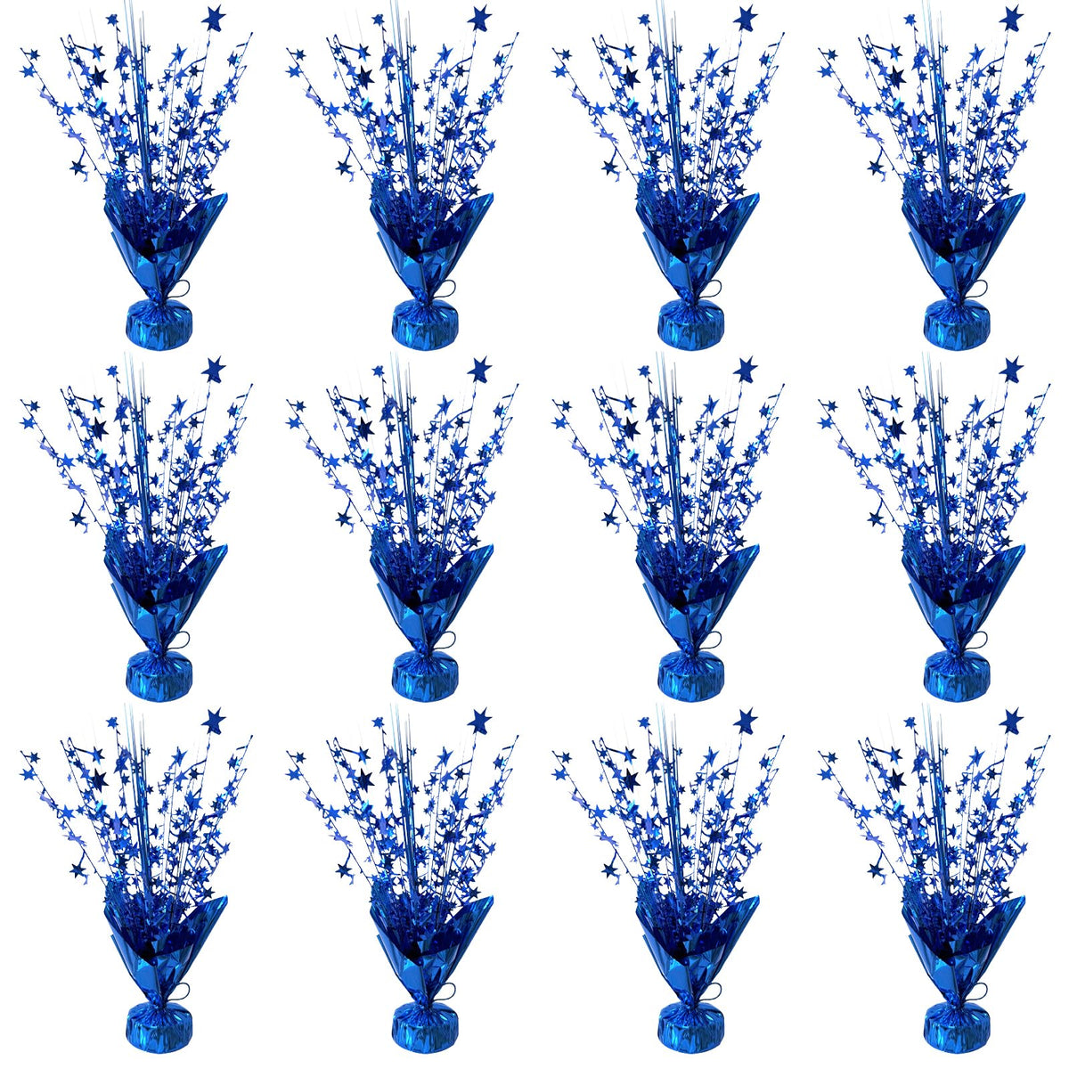YinNorth 12 Pcs Metallic Foil Spray Centerpiece Party Star Table Decoration Brust Glitter Table Topper Decor for Birthday Graduation Holiday Christmas Dining Celebration New Year Party Supplies, Blue