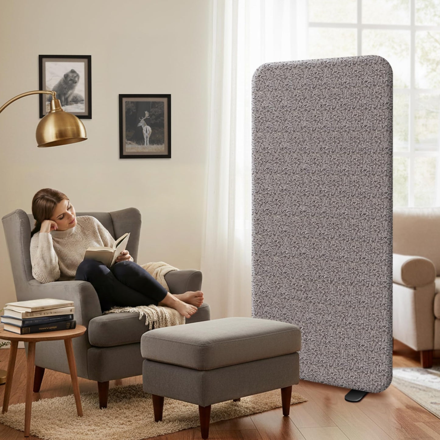 DECOLAB Standing Room Divider, Space Privacy Partition, Portable Wall Panel for Studio Apartment, Home, Classroom, Office, Scratch Resistance, 29"x65", Nocturne