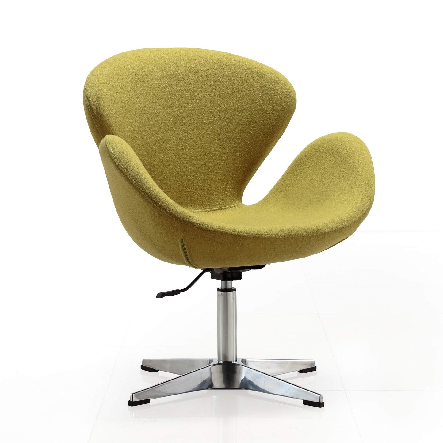 Manhattan Comfort Raspberry Adjustable Swivel Accent Chair Set of 2 with 360° Turn, Polished Chrome Base, Modern Retro Design, Ideal for Living Room and Home Office, Green Wool Blend