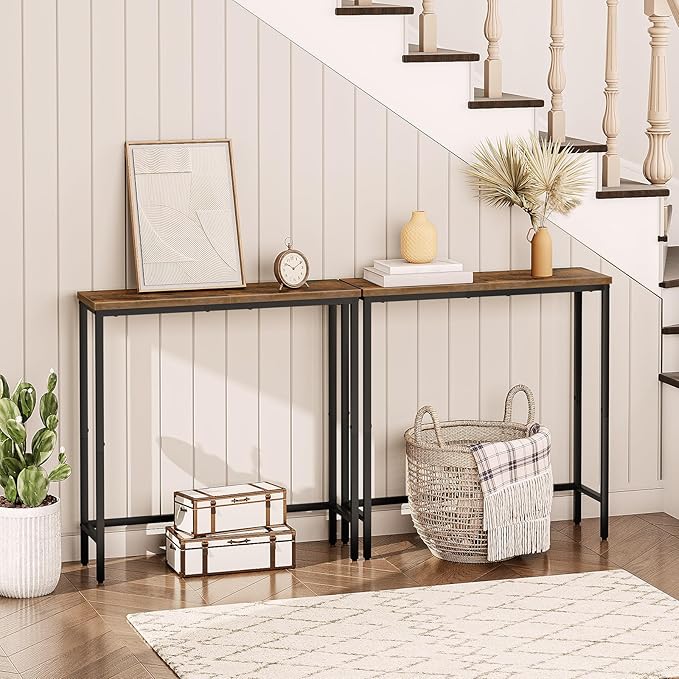 HOOBRO Narrow Console Table, 29.5" Small Entryway Table, Thin Sofa Side Display