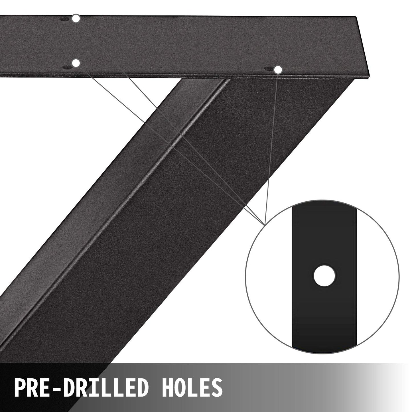 VEVOR Set of 2 Steel Table Legs, 28 Height 31 Wide Dining Table Legs,Heavy Duty 3.1" Square Box Section X Frame Table Legs,28x31x3.1 Inch Black Color Industrial Country Style Metal Dining Legs