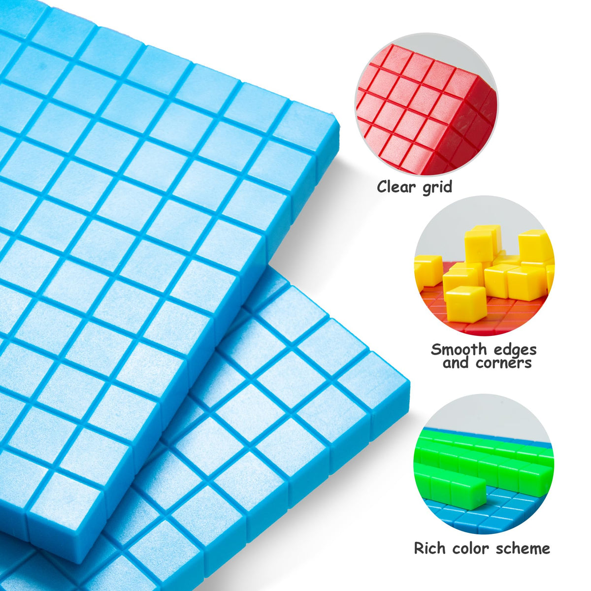 TOMMYHOME 334 PCS Base Ten Blocks Set,Contains 110 rods Counting Cubes to Help Kids Learn Maths. 2 Boxes-Pack.