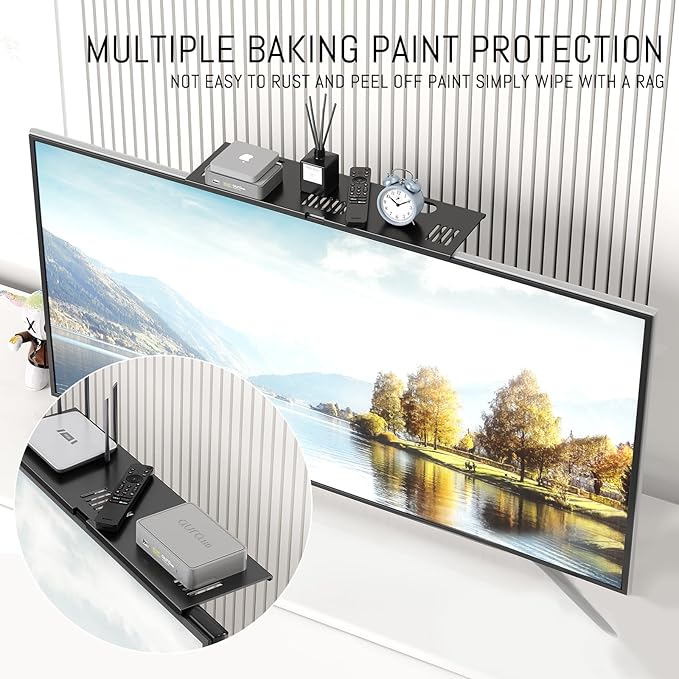 CABTE Adjustable Steel TV Top Shelf, Floating TV Stand, Universal Monitor Shelf