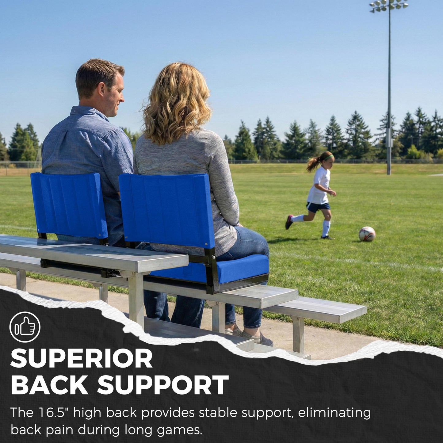 SPORT BEATS Stadium Seats with Back Support Bleacher Chairs with Back and Cushion Thick Padded Bleacher Seats Includes Shoulder Strap