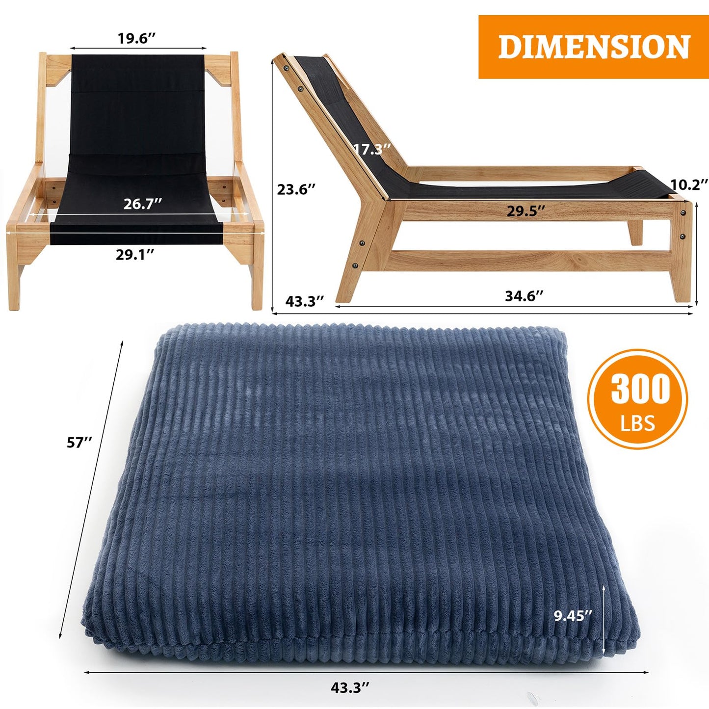 Comfy Reading Chair& Cloud Lounge Chair for Adults, Big Comfy Chair for Living Room Bedroom, Oversized|Giant|Cozy|Corduroy|Wood Frame (Blue)
