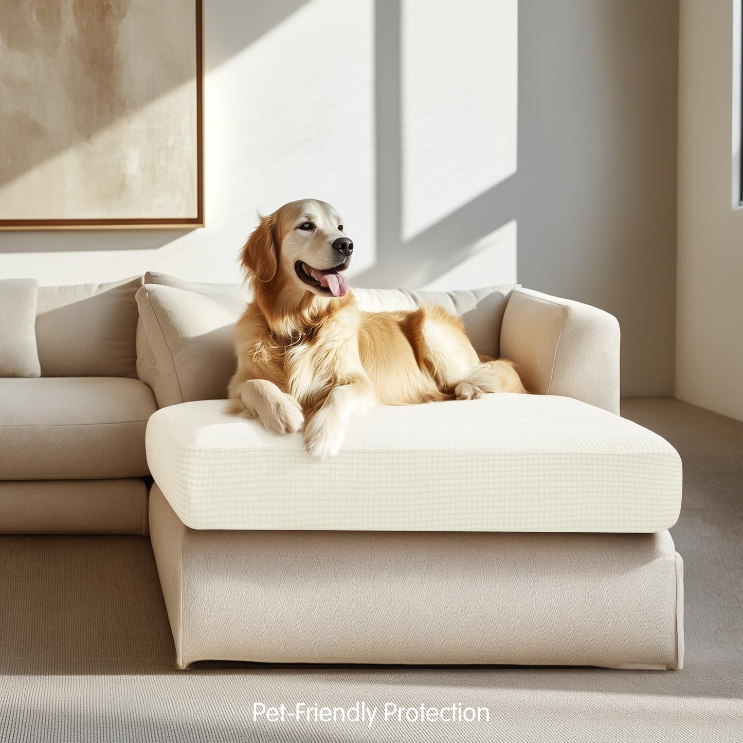 Hokway Stretch Chaise Cover Individual Couch Cushion Slipcovers Reversible Cushion Protector Slipcovers Sofa Cushion Protector Covers (Chaise Cover, Creamwhite)