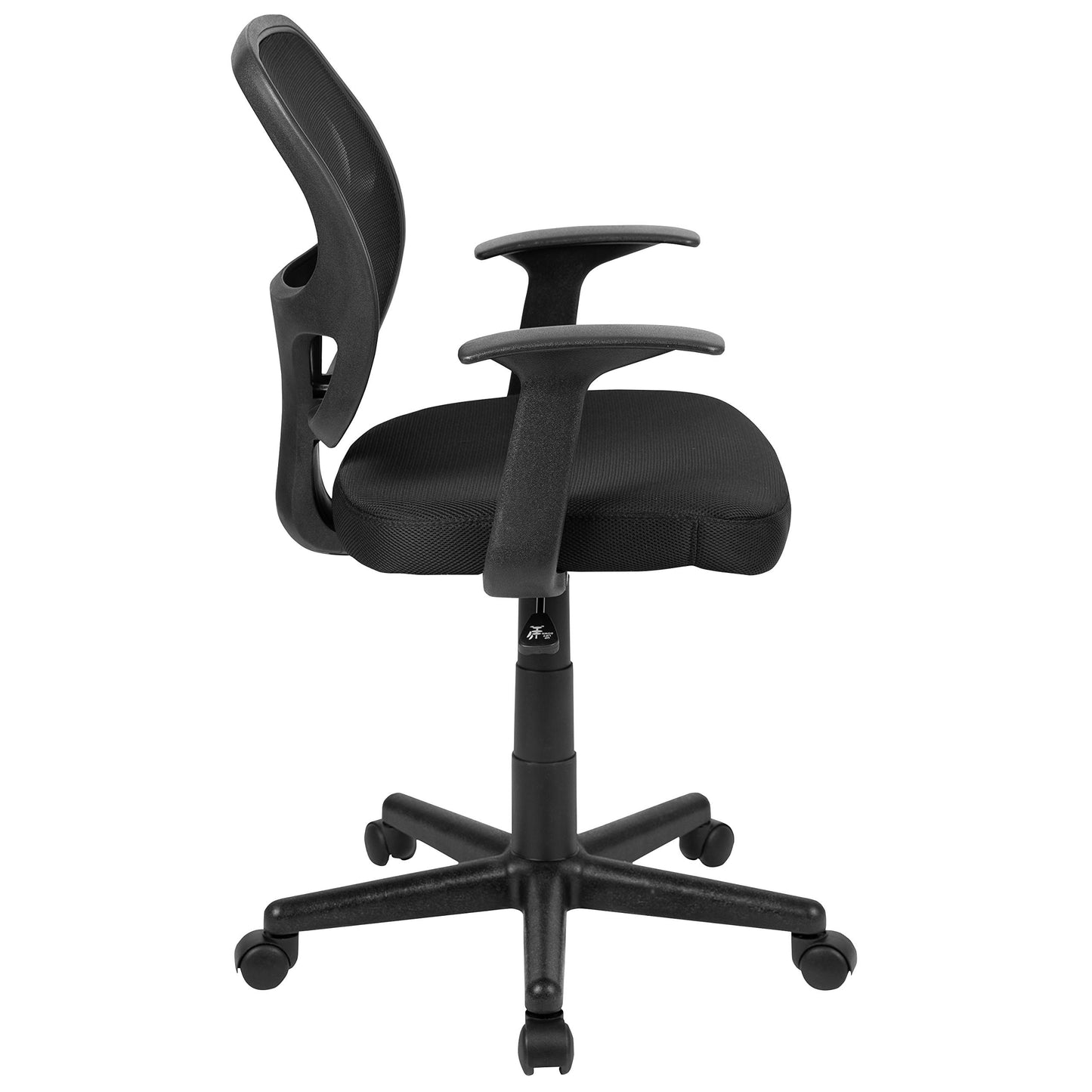 Flash Furniture Flash Fundamentals Mid-Back Black Mesh Swivel Ergonomic Task Office Chair with Arms