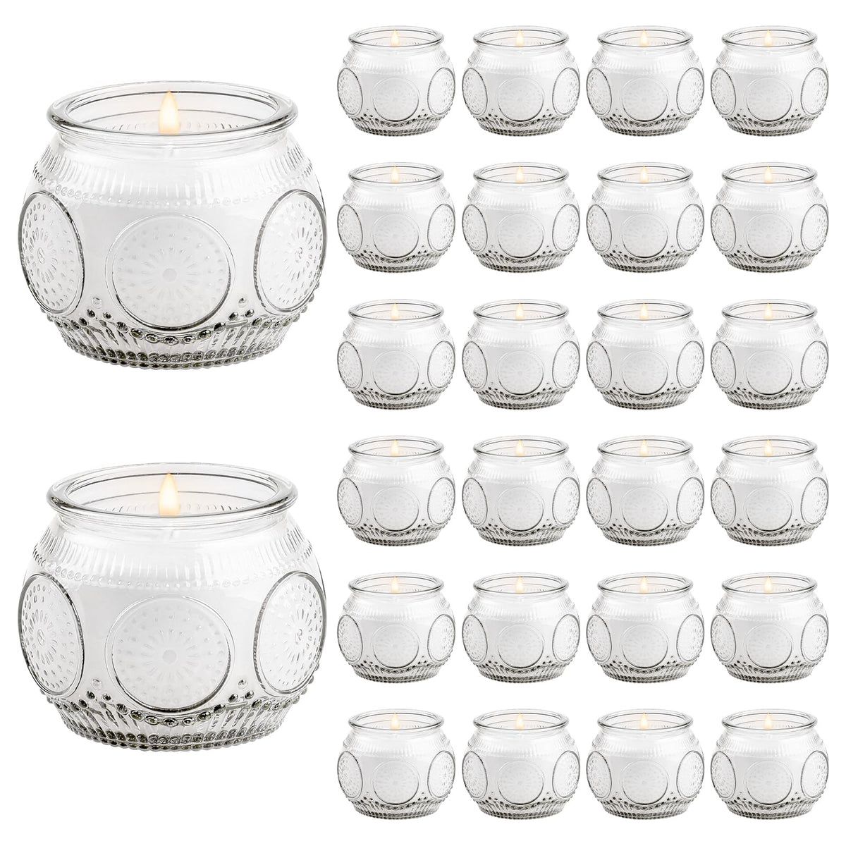 Veiuwa 24 Pack of 4 Oz Mini Soy Candles, Vanilla Scented Candle Set in Vintage White for Home, Gifts, Party Favors, Spa & Relaxation It's a Very Holiday Gift to Give to Family and Friends!
