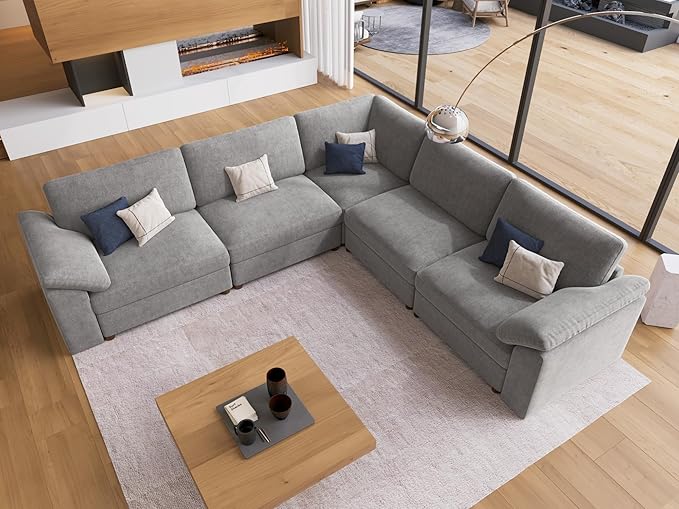 EASE MOOSE Oversized L Shape Sectional Modular Sofa，Comfty Chenille Sectional