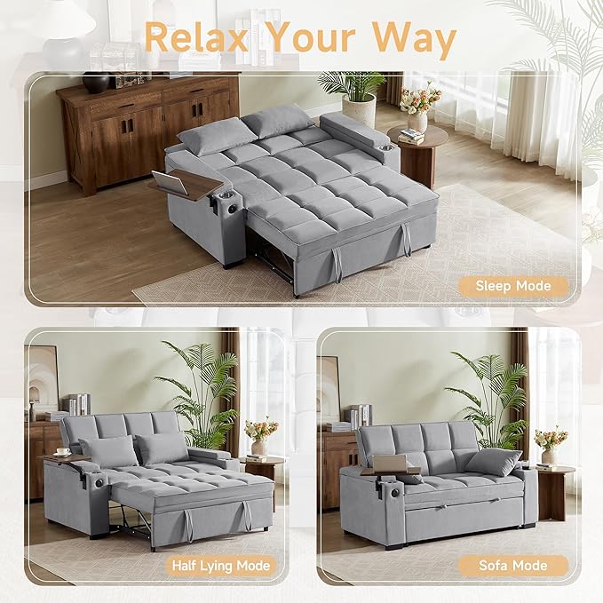 Auvsoce 65" Sleeper Sofa Bed Loveseat, Convertible Couch