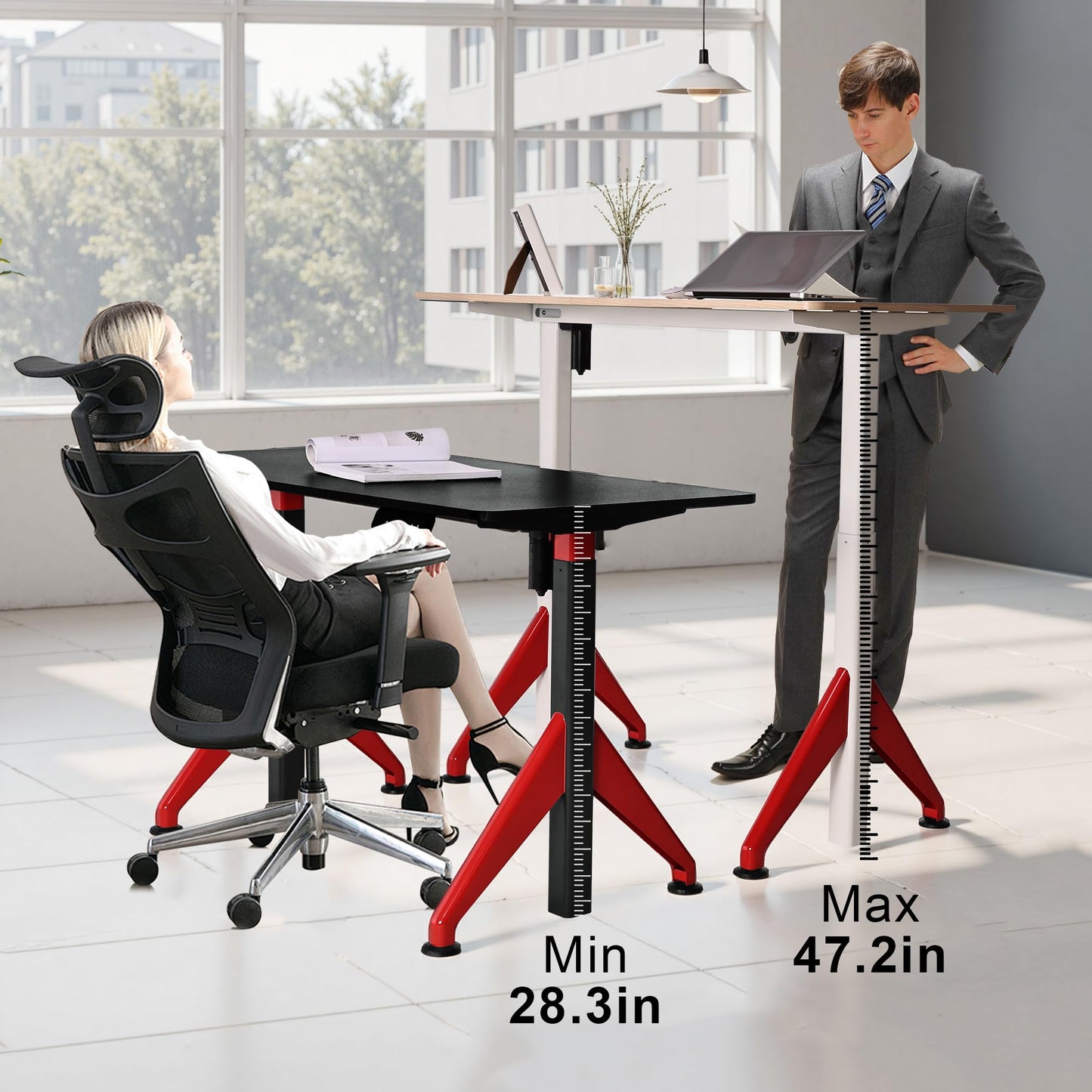 Fromann Electric Sit Standing Desk 47.2×23.6 Inches Height Adjustable Sit Stand up Desk for Home Office (Maplecolor)