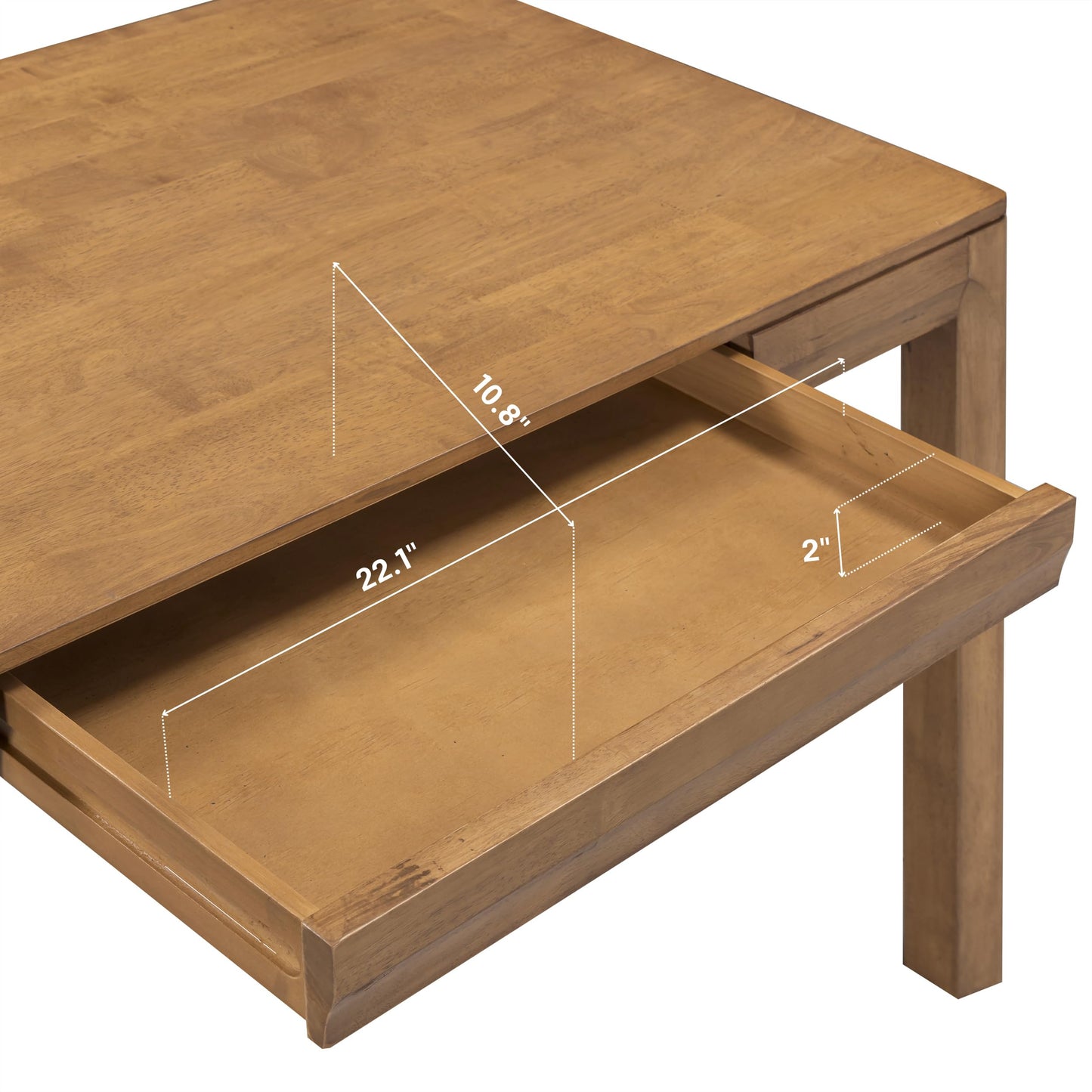 NTC Flow Modern Wooden Rectangle Desk Table with Hidden Drawer – Waterproof & Heat Resistant - Teak Look