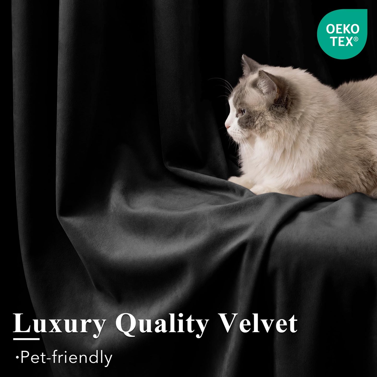 StangH Black Velvet Curtains 108 inches - Blackout Soft Luxury Velvet Panel Drapes for Bedroom Window Treatment Thermal Insulated Grommet Draperies, 52 x 108 Inches, 2 Panels
