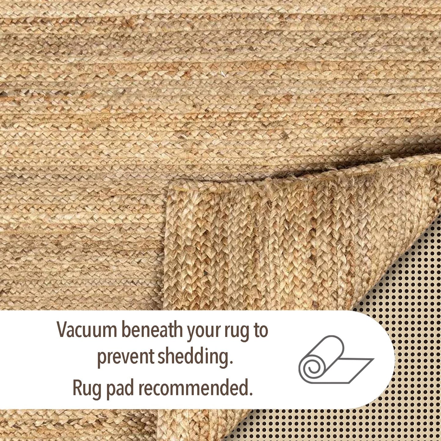 Chardin home Hand Woven Natural Jute Braided Rug – 2x6 Runner | Rustic Boho Farmhouse Style | Solid Natural Fiber Rug for Hallway, Entryway, Kitchen, Bedroom, Dining Room, Study, Office