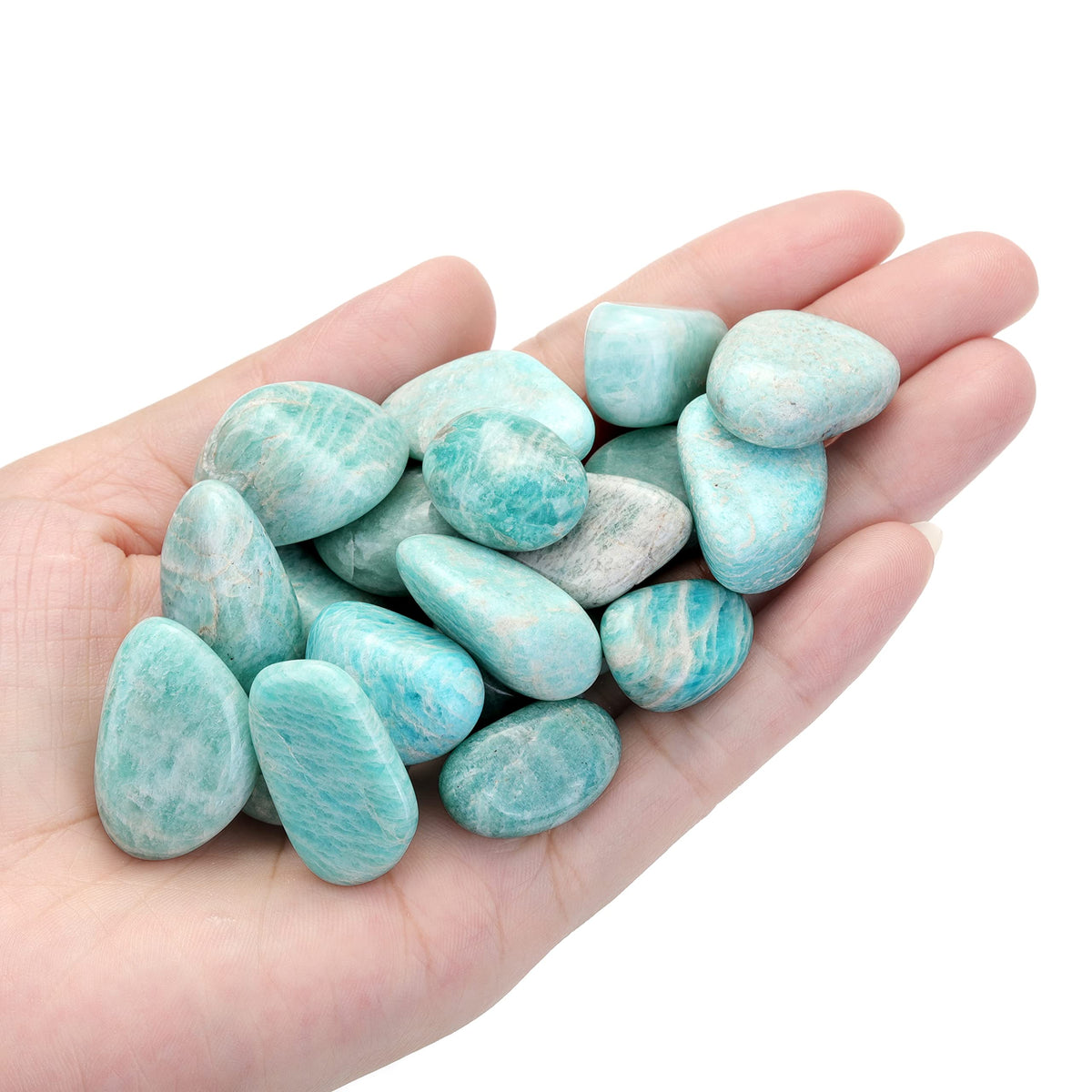 Top Plaza Bulk Amazonite Crystal Stones Real Natural Amazonite Reiki Healing Gemstones Small Tumbled Polished Stones for Energy Witchcraft Therapy Meditation Crystal Decorations 0.22Lb