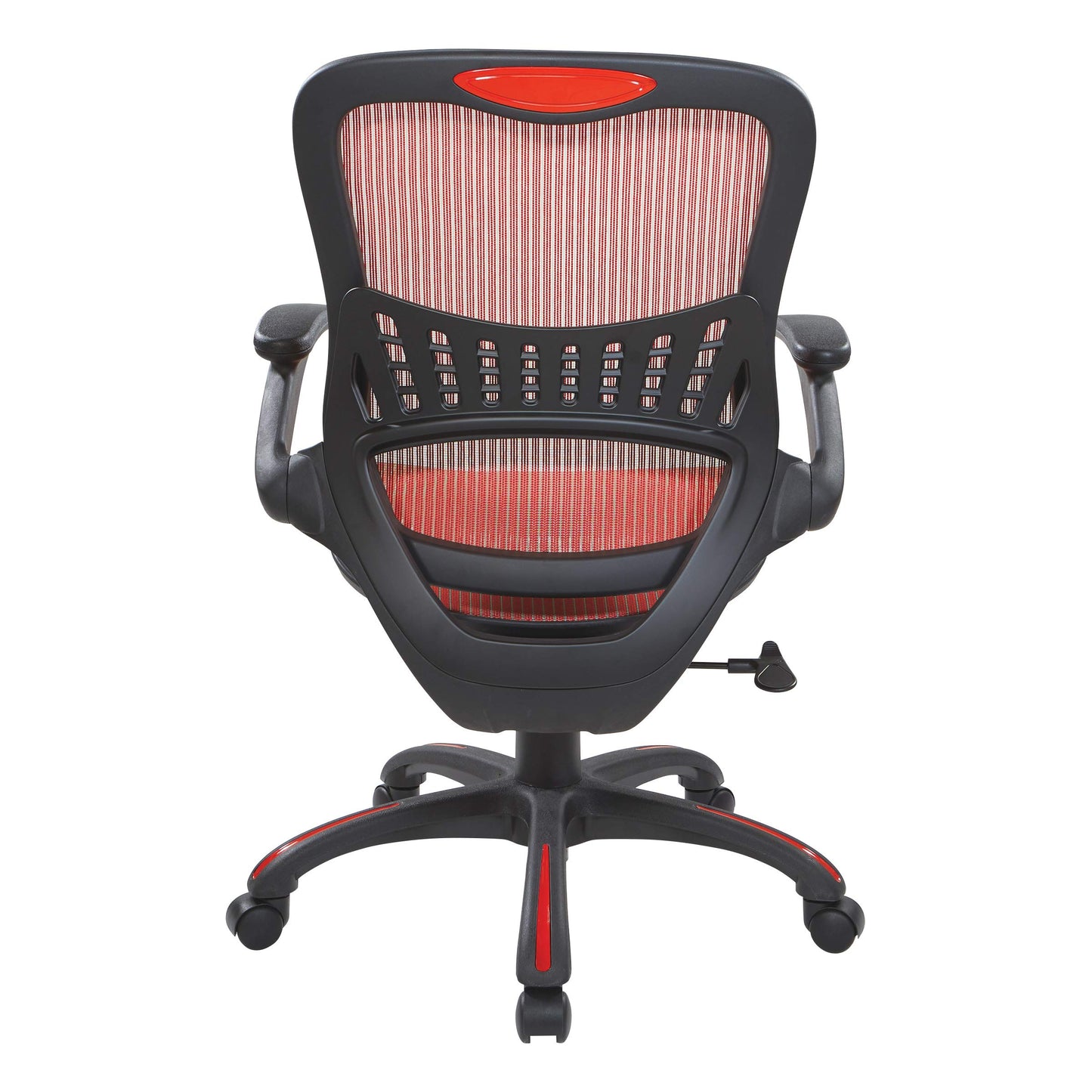 Office Star Riley Ventilated Manager's Office Desk Chair with Breathable Mesh Seat and Back, Black Base with Red