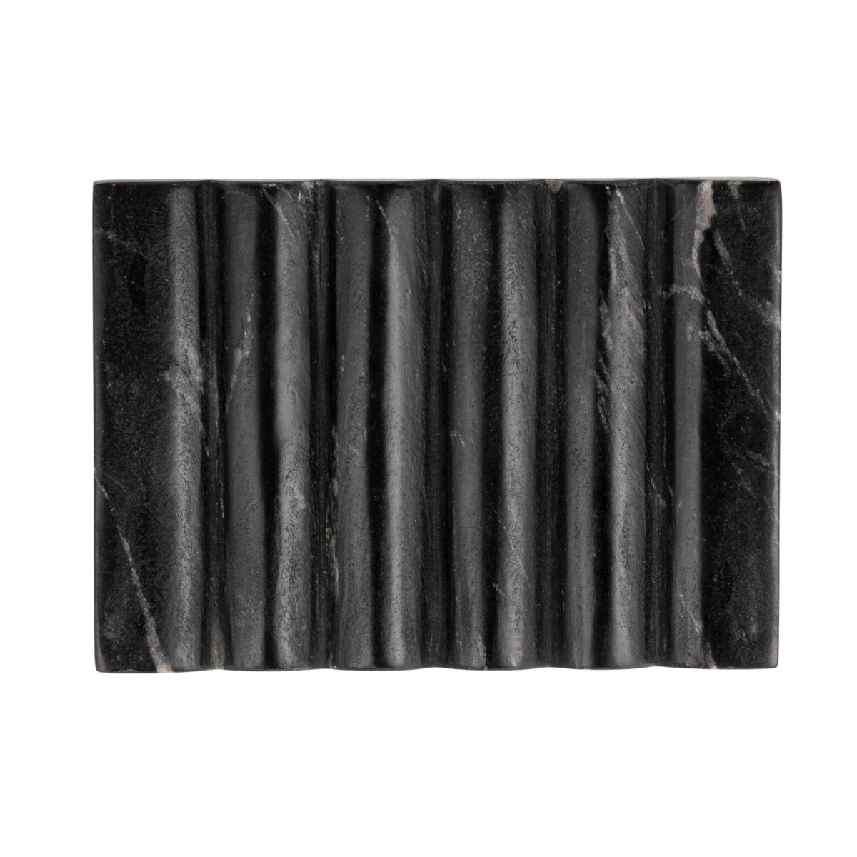 Creative Co-Op Mélange Marble Soap Dish, Black and Beige