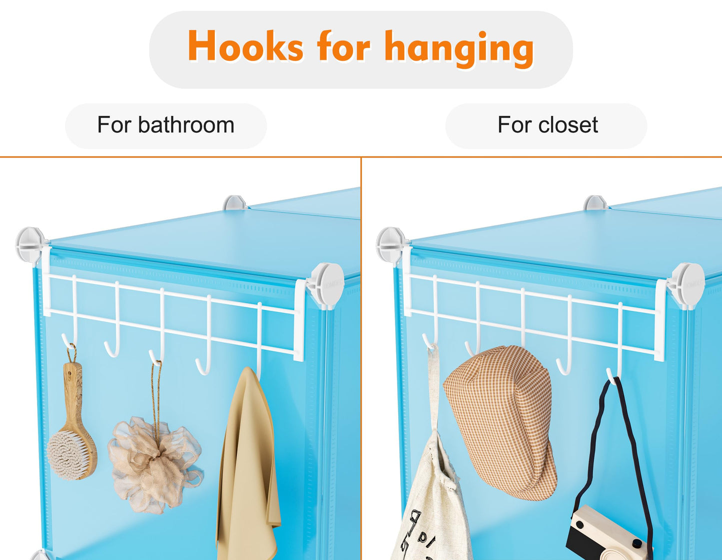 Portable Closet 6 Cube Closet Organizer and Storage Shelf Bookcase with Metal Hammer, Organizer Cabinet for Kids, Bedroom, Bathroom