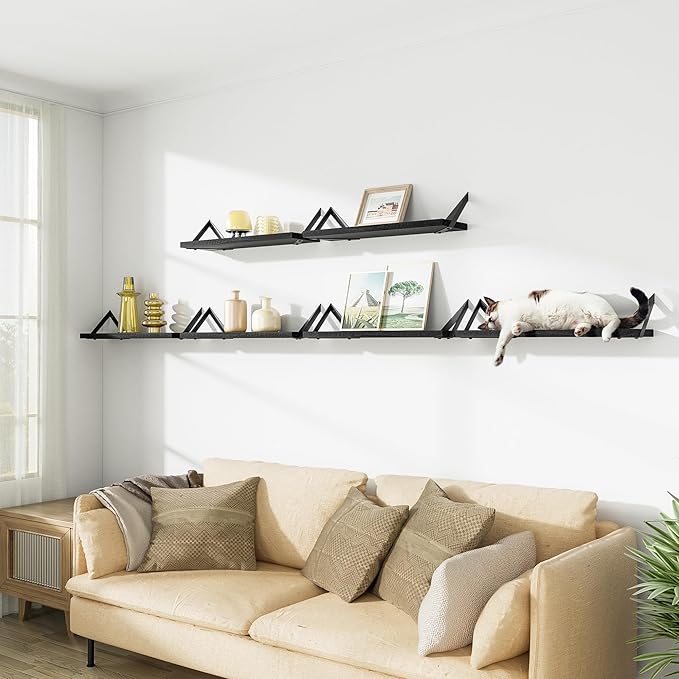 SRIWATANA Floating Shelves for Wall Decor, Wood Wall Shelves for Bathroom