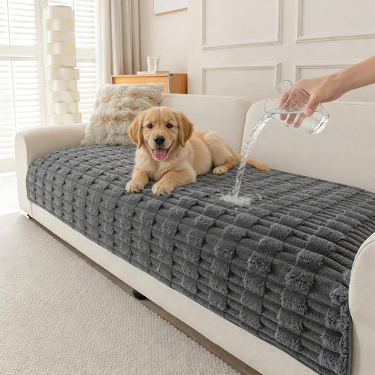 MEETSKY 100% Waterproof Couch Cover for Dogs, Non-Slip Sofa Cover for 3 Cushion Couch Sofa L Shaped, Pet Couch Covers for Sofa，Soft Dog Bed Cover Couch Cushion Covers, Dark Grey, 35"x 83"
