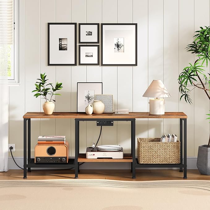 HOOBRO TV Stand with Charging Station to 55 Inches, LED Entertainment Center