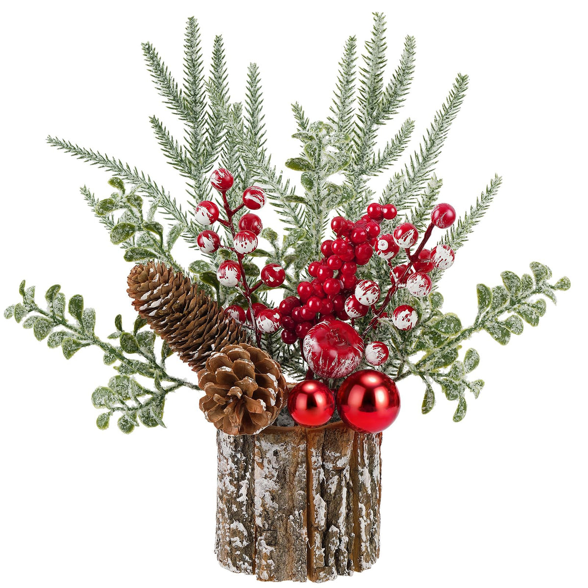 Shaxcoq Christmas Centerpieces for Tables – Tabletop Christmas Decorations with Pine, Cones & Berries – Indoor Holiday Decors for Home, Office, Kitchen or Fireplace Mantel