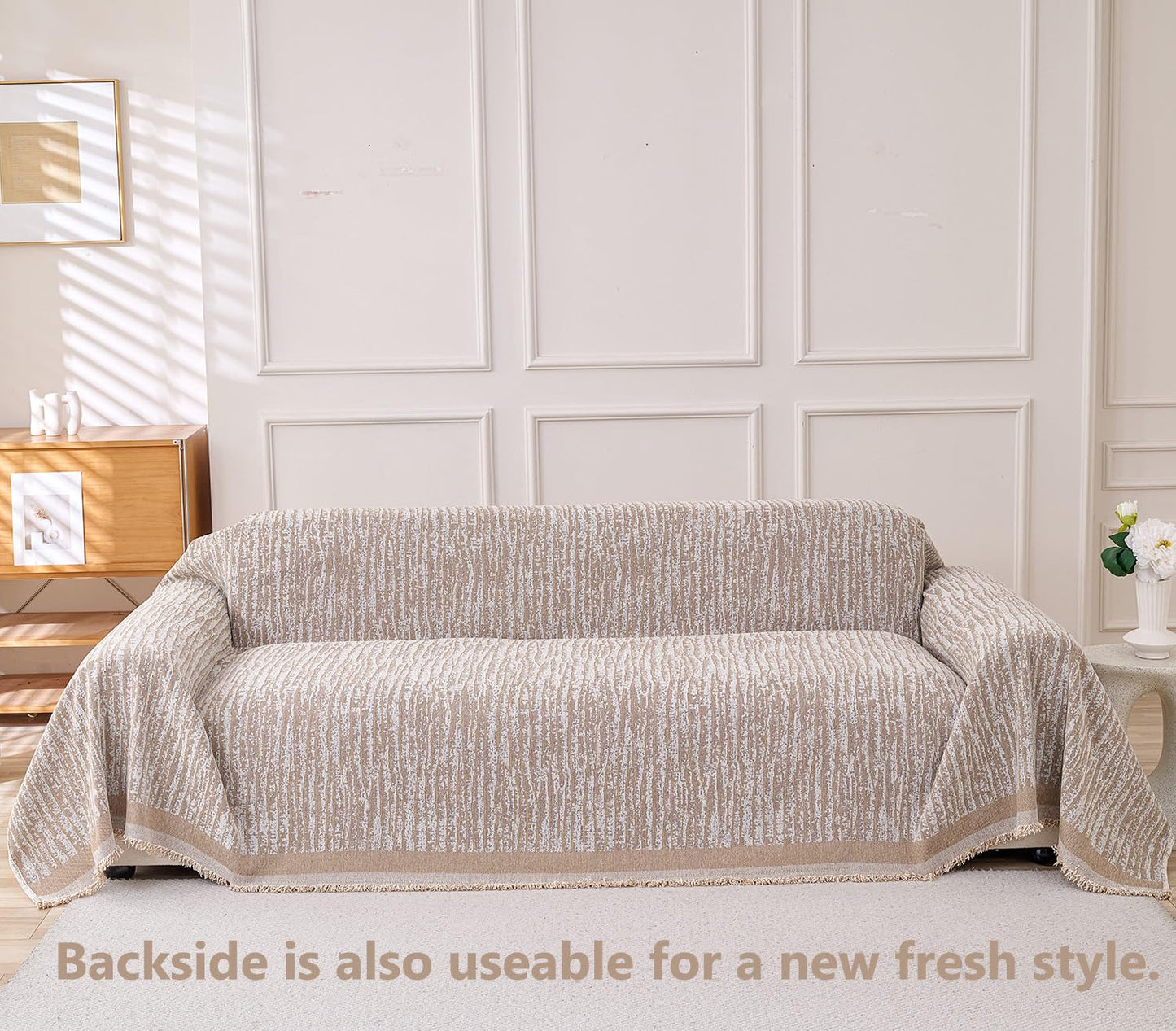 Erke Couch Cover Sheet Blanket for 4 Seater Oversized Sofa Sectional, Machine Washable Chenille Slipcover, 4-Seat L Shape U-Shaped Extra Large Slip Covers Furniture Decor Protector