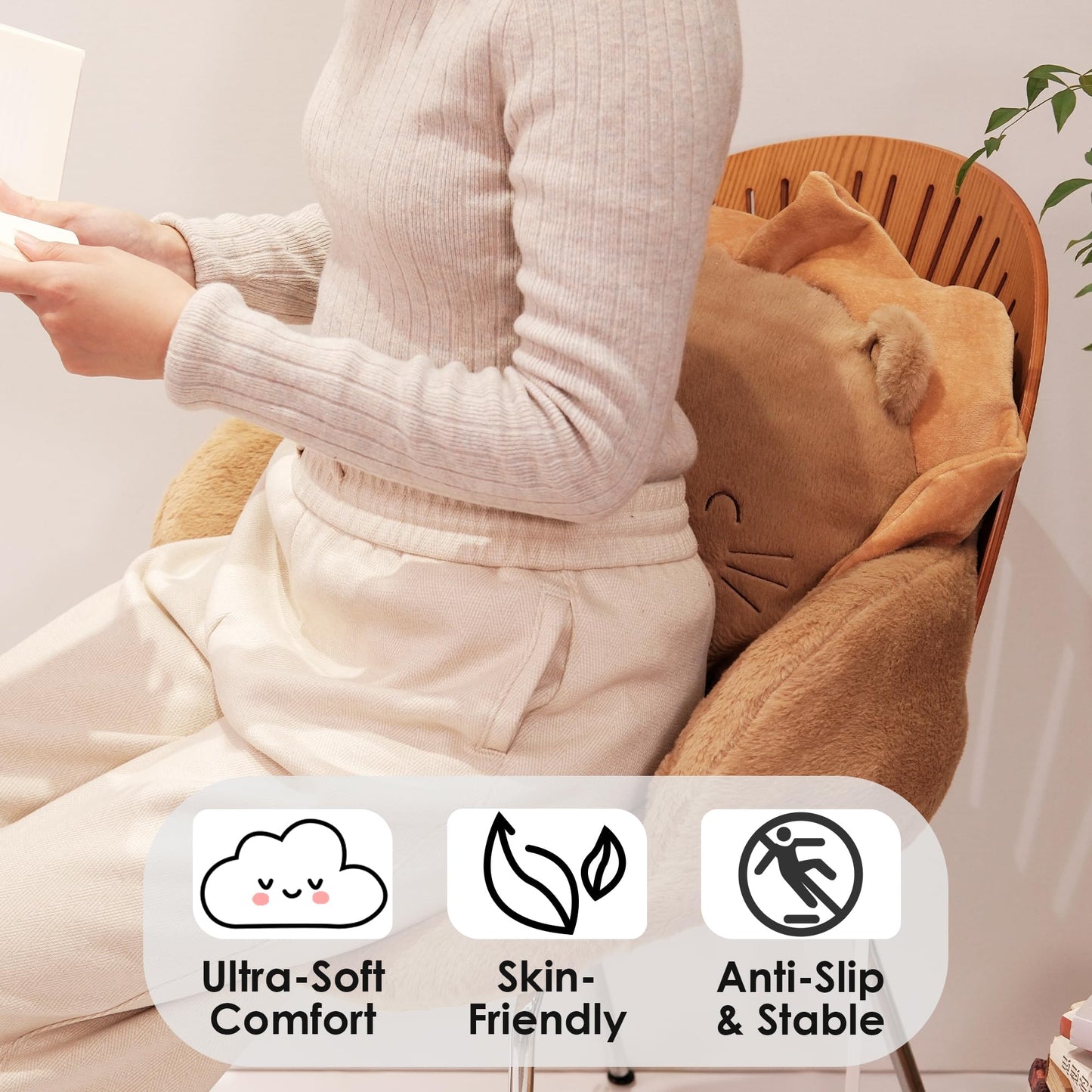 ninazy Lion Animal Cushion - Cute Pillows Chair Pillow - Gaming Chair Cushion Cute - Seat Cushion for Office Chair - Sitting Pillow Car Seat Pillows Decor - Plush Pillows (Lio)