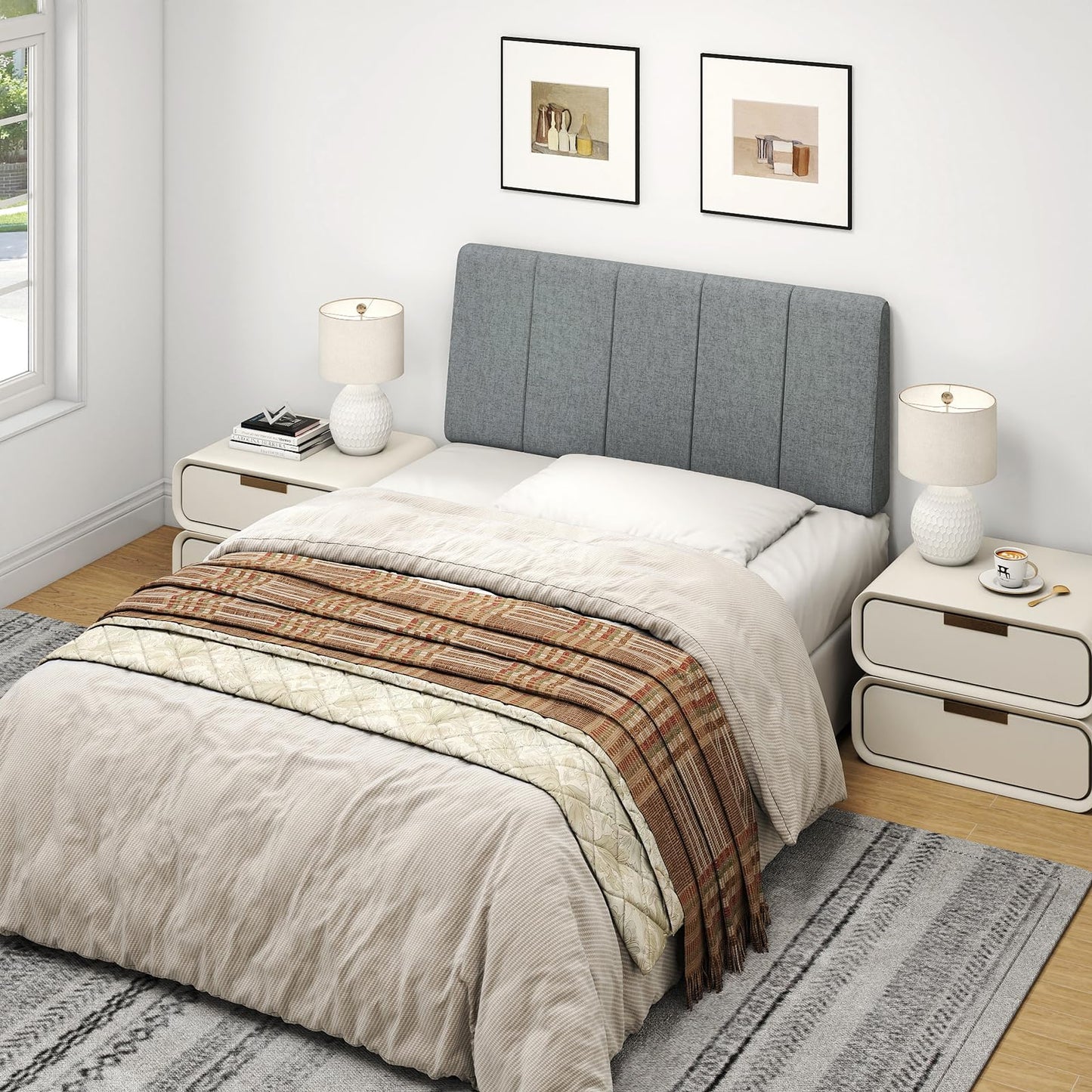 Liiwepo Twin Size Headboard Only-No Assembly, Upholstered Headboard Twin Size Linen Fabric Modern Style Headboards Extra-Thick, Dark Gray
