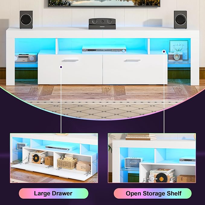 Clikuutory Modern Lighting 63 inch TV Stand