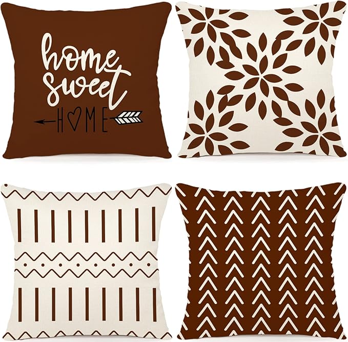 YCOLL Pillow Covers 18x18 Set of 4, Modern Sofa Throw Pillow Cover Decorative