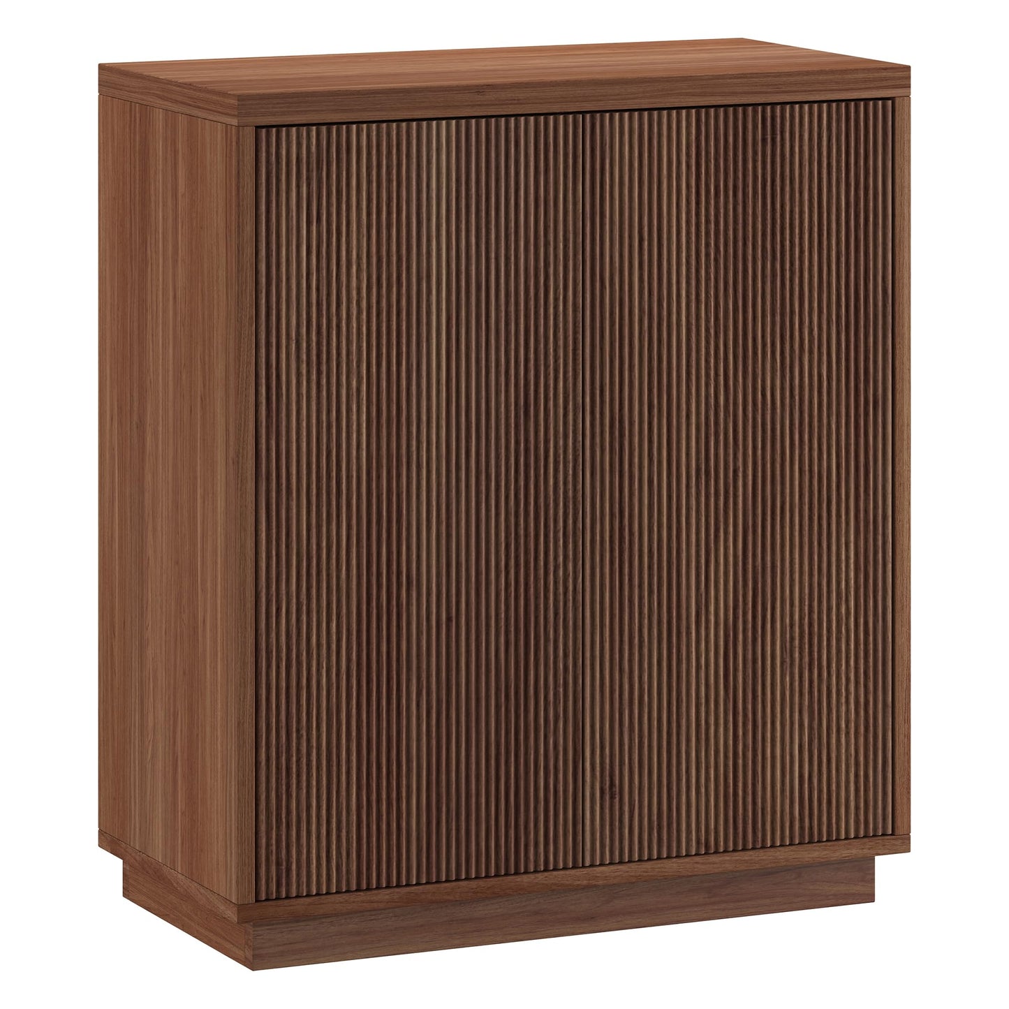 Henn&Hart 28" Fluted Wooden Accent Cabinet, Ribbed Modern Sideboard Buffet Cabinet with 2 Doors and an Adjustable Shelf for Living Room, Dining Room, Bedroom or Entryway, Medium Walnut