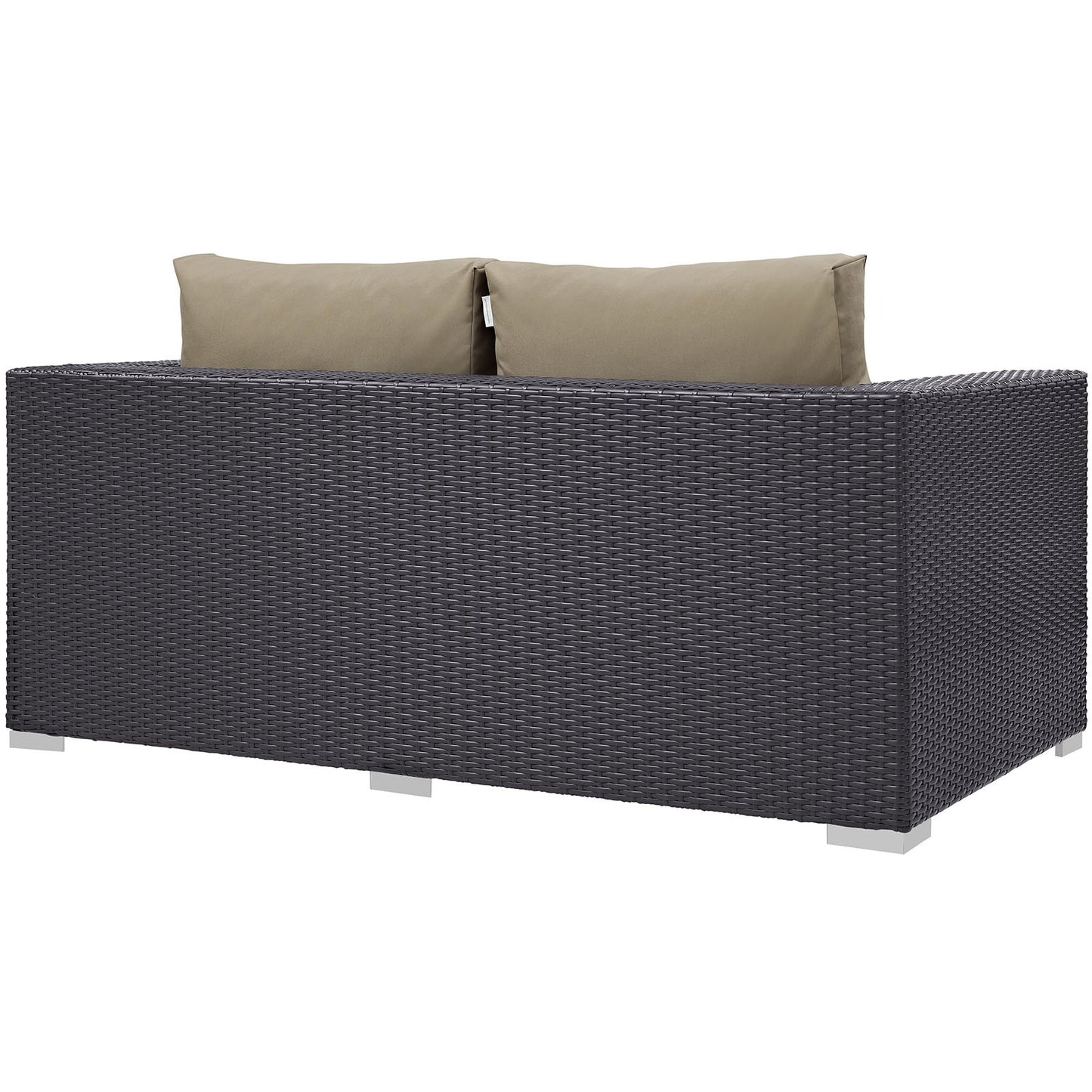 Modway Convene Wicker Rattan Outdoor Patio Loveseat in Espresso Mocha